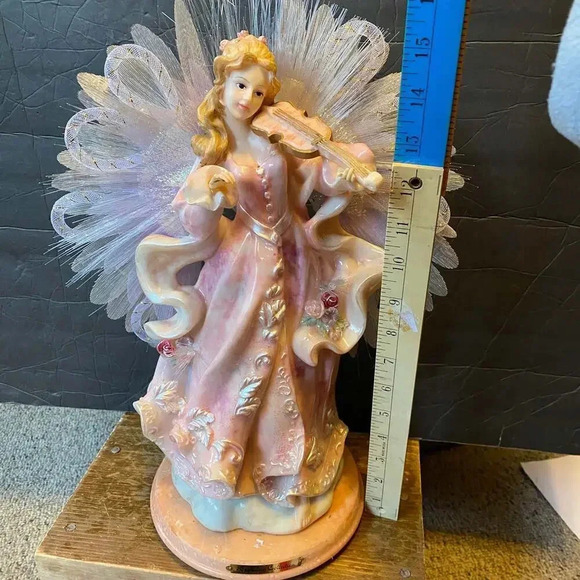 Vintage Ray Chia Collection Pink Angel Play Violin Statue 15.5” Tall Home Decor - Picture 2 of 12